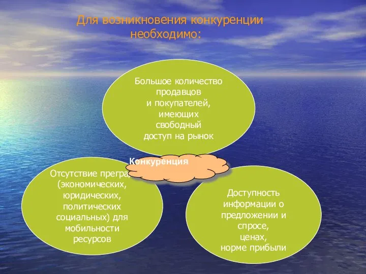 Большое количество продавцов и покупателей, имеющих свободный доступ на рынок Отсутствие