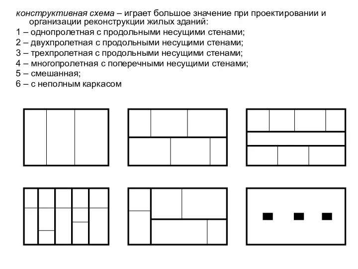 конструктивная схема – играет большое значение при проектировании и организации реконструкции