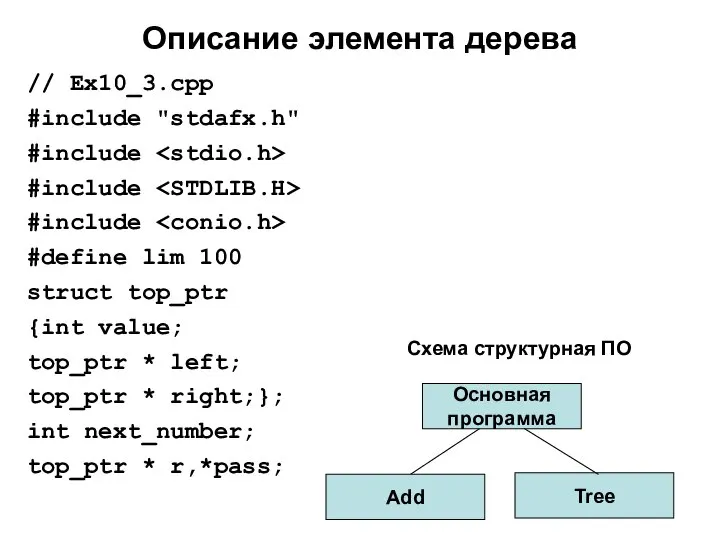 Описание элемента дерева // Ex10_3.cpp #include "stdafx.h" #include #include #include #define
