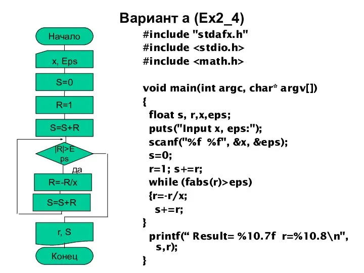 Вариант а (Ex2_4) #include "stdafx.h" #include #include void main(int argc, char*