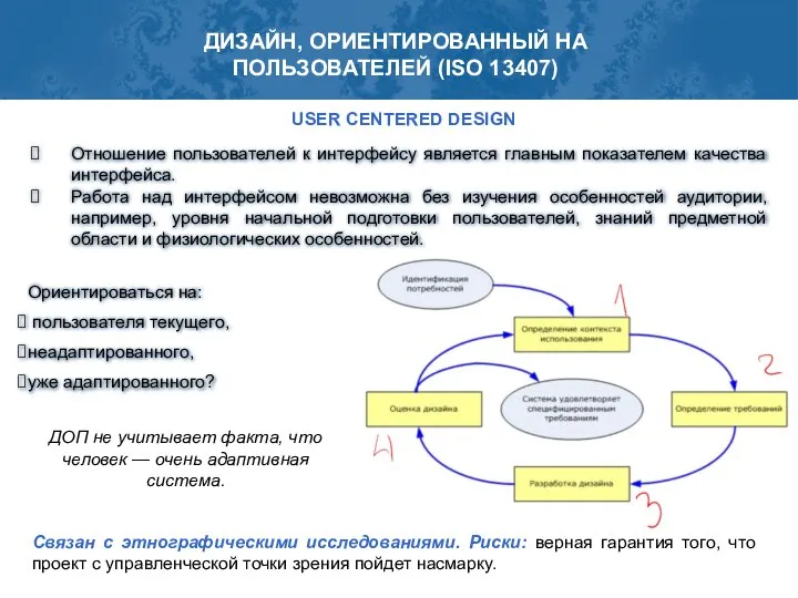 ДИЗАЙН, ОРИЕНТИРОВАННЫЙ НА ПОЛЬЗОВАТЕЛЕЙ (ISO 13407) USER СENTERED DESIGN Отношение пользователей