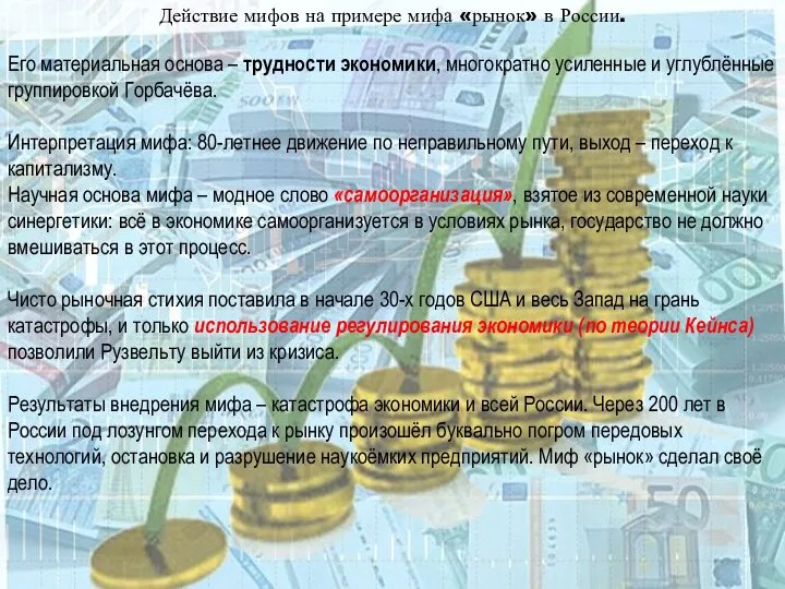 Действие мифов на примере мифа «рынок» в России. Его материальная основа