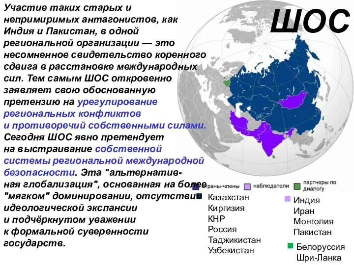 ШОС Казахстан Киргизия КНР Россия Таджикистан Узбекистан Индия Иран Монголия Пакистан