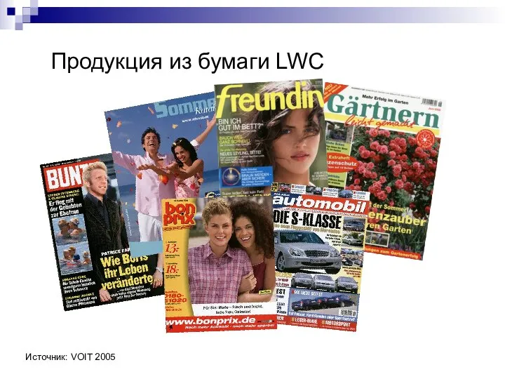 Продукция из бумаги LWC Источник: VOIT 2005