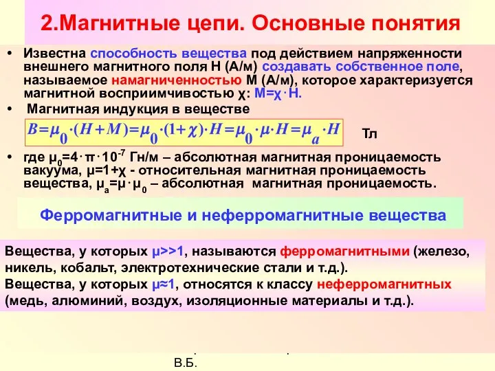 Разработал Никаноров В.Б. 2.Магнитные цепи. Основные понятия Известна способность вещества под