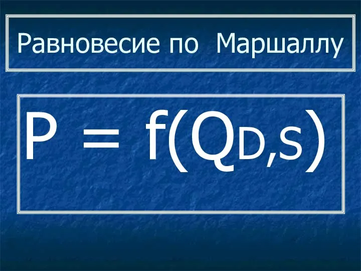 Равновесие по Маршаллу P = f(QD,S)