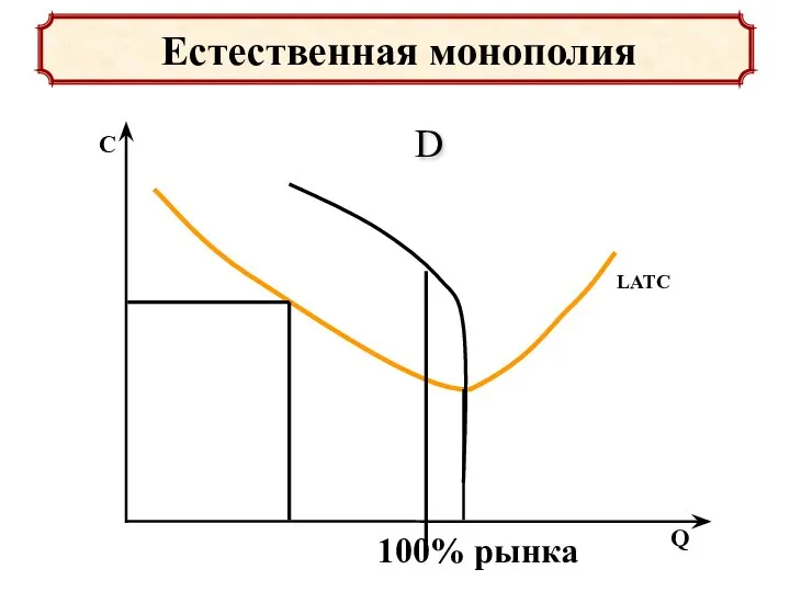 Естественная монополия 100% рынка D