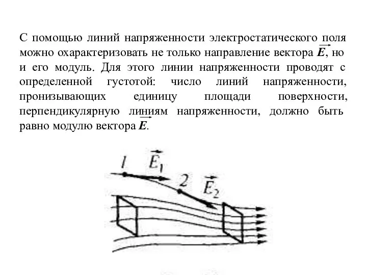 С помощью линий напряженности электростатического поля можно охарактеризовать не только направление