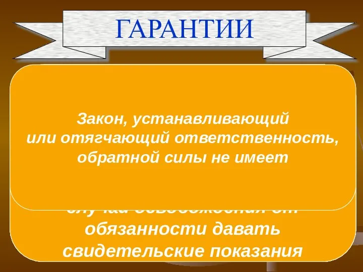 ГАРАНТИИ Ст.46: 1. Каждому гарантируется судебная защита его прав и свобод.