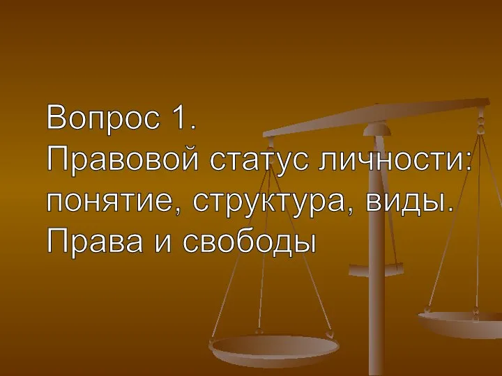 Вопрос 1. Правовой статус личности: понятие, структура, виды. Права и свободы