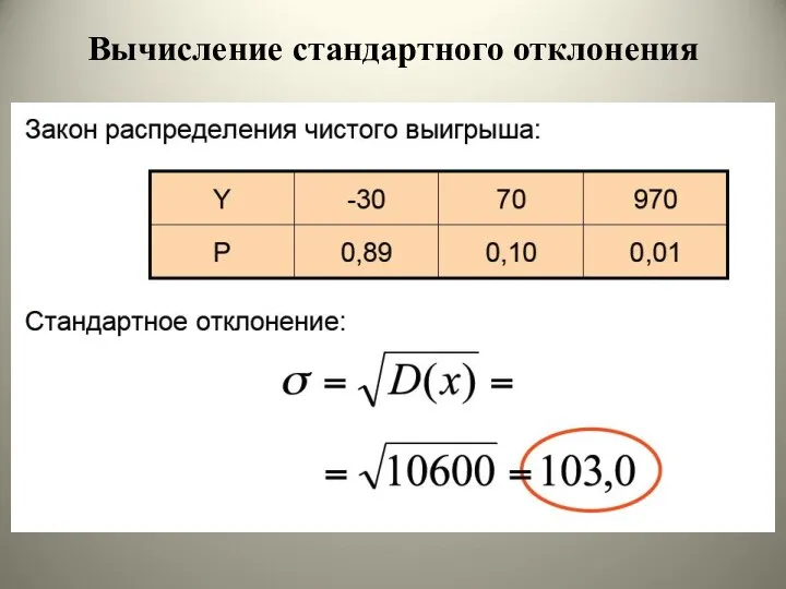 Вычисление стандартного отклонения