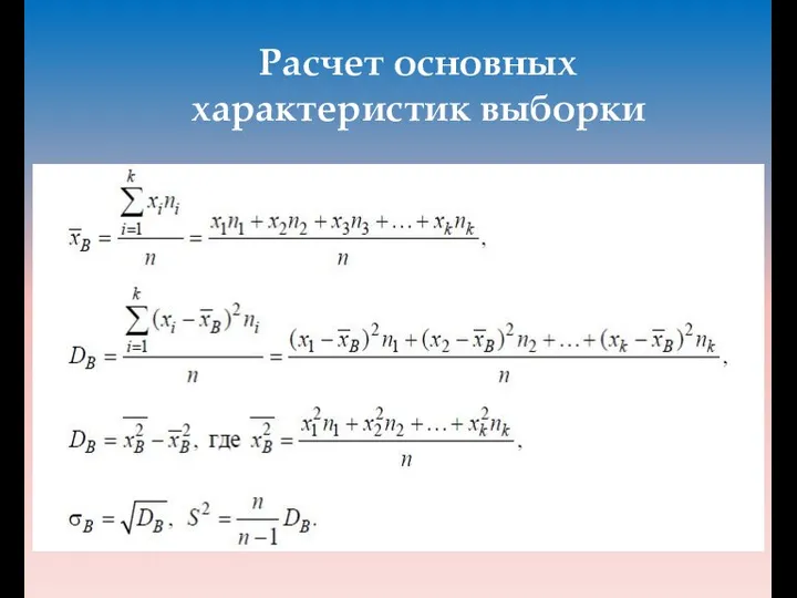 Расчет основных характеристик выборки