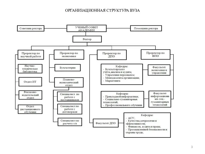 ОРГАНИЗАЦИОННАЯ СТРУКТУРА ВУЗА