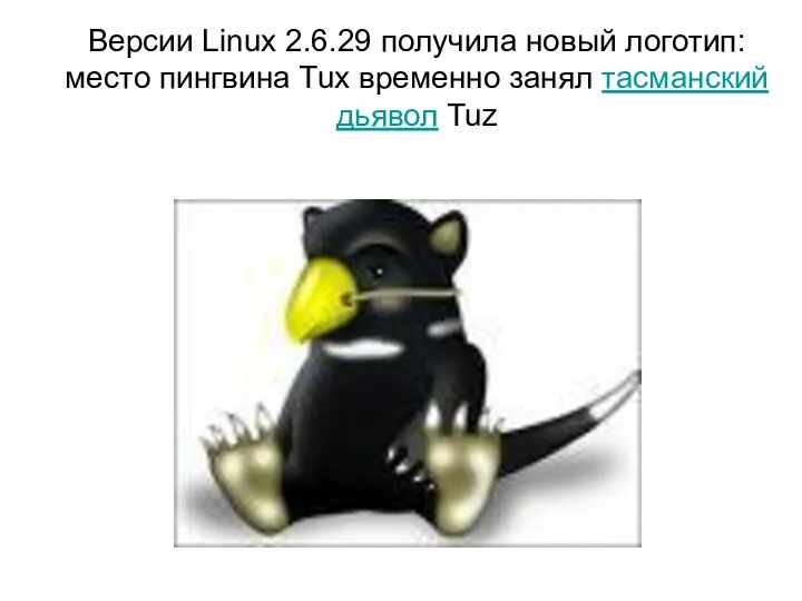 Версии Linux 2.6.29 получила новый логотип: место пингвина Tux временно занял тасманский дьявол Tuz