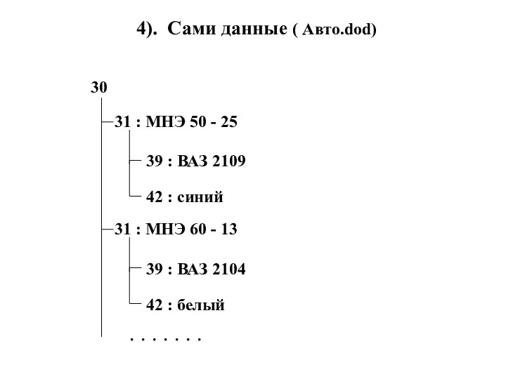 30 39 : ВАЗ 2109 42 : синий 4). Сами данные