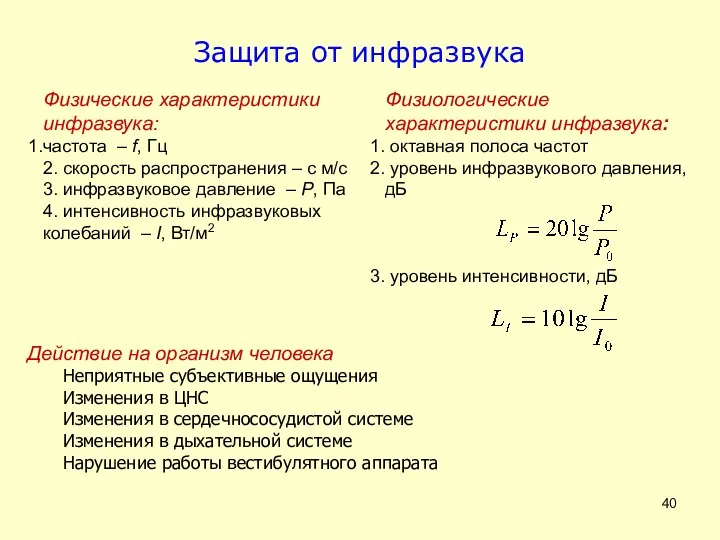 Действие на организм человека Неприятные субъективные ощущения Изменения в ЦНС Изменения