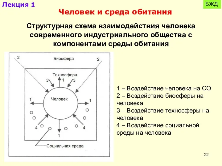 Лекция 1 БЖД Человек и среда обитания 1 – Воздействие человека