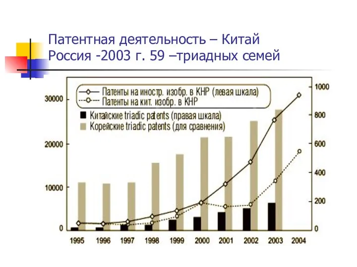 Патентная деятельность – Китай Россия -2003 г. 59 –триадных семей