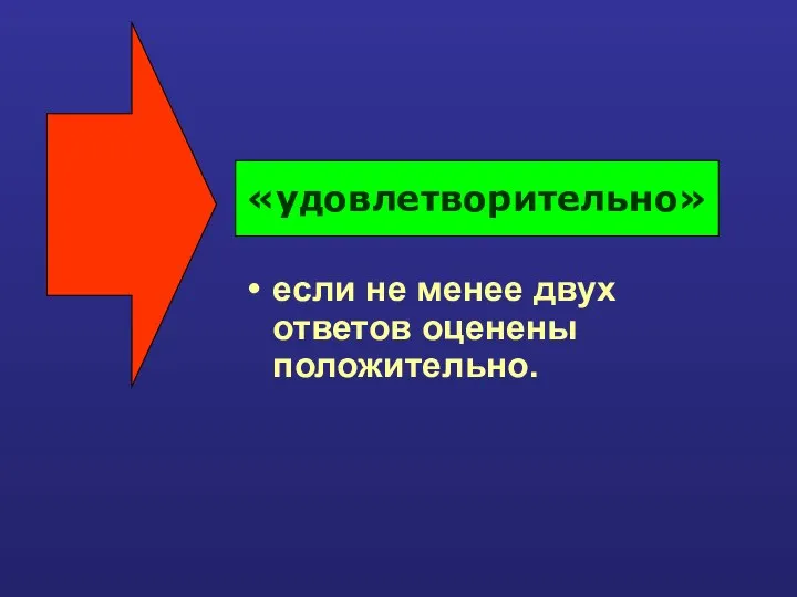 если не менее двух ответов оценены положительно. «удовлетворительно»