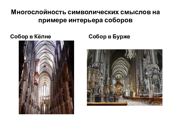 Многослойность символических смыслов на примере интерьера соборов Собор в Кёлне Собор в Бурже