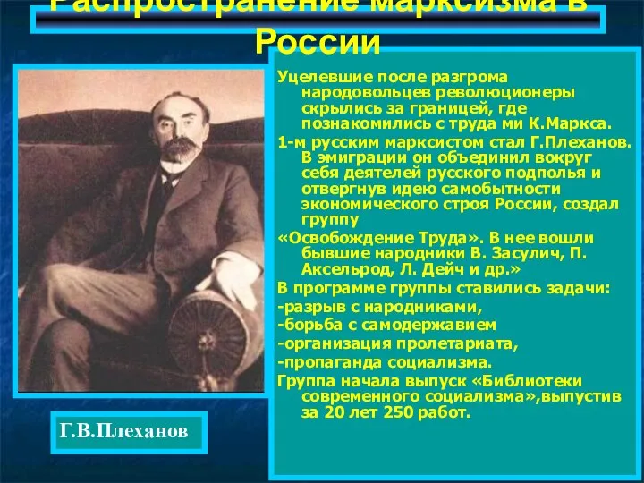 Уцелевшие после разгрома народовольцев революционеры скрылись за границей, где познакомились с