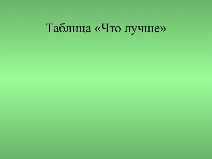 Таблица «Что лучше»