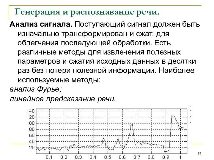 Генерация и распознавание речи. Анализ сигнала. Поступающий сигнал должен быть изначально