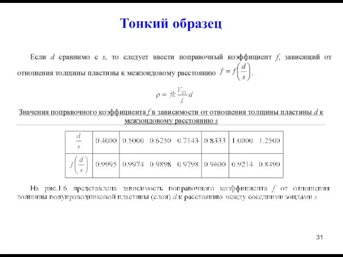 Тонкий образец