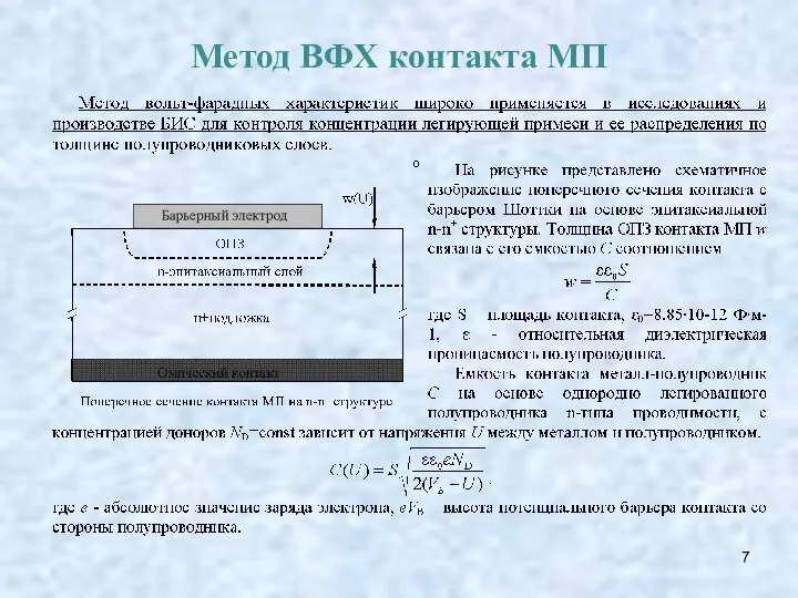 Метод ВФХ контакта МП