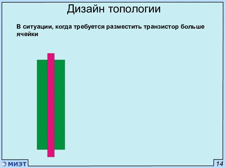 14 Дизайн топологии В ситуации, когда требуется разместить транзистор больше ячейки