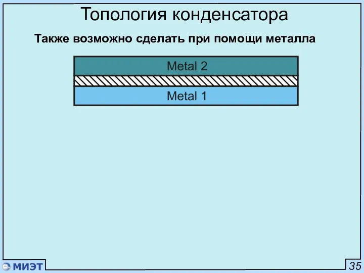 35 Топология конденсатора Также возможно сделать при помощи металла