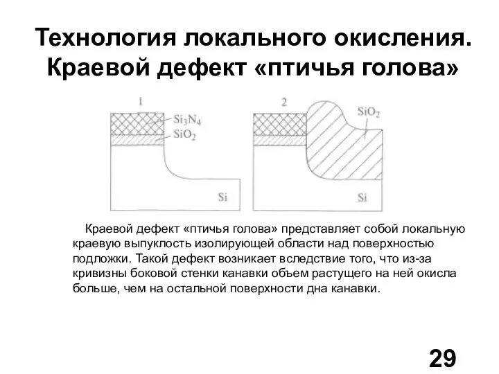 Технология локального окисления. Краевой дефект «птичья голова» Краевой дефект «птичья голова»