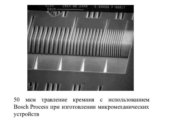 50 мкм травление кремния с использованием Bosch Process при изготовлении микромеханических устройств
