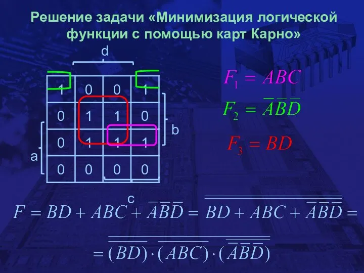 Решение задачи «Минимизация логической функции с помощью карт Карно»