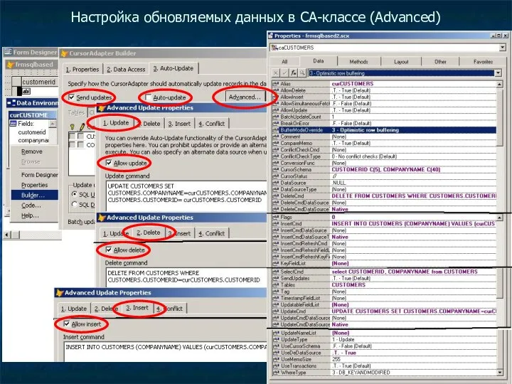 Настройка обновляемых данных в CA-классе (Advanced)