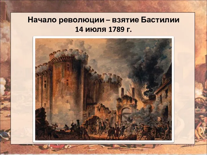 Начало революции – взятие Бастилии 14 июля 1789 г.