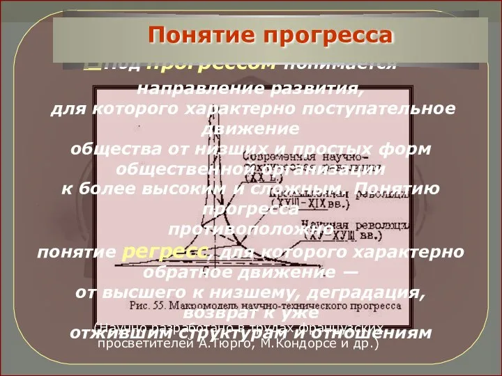 Под прогрессом понимается направление развития, для которого характерно поступательное движение общества