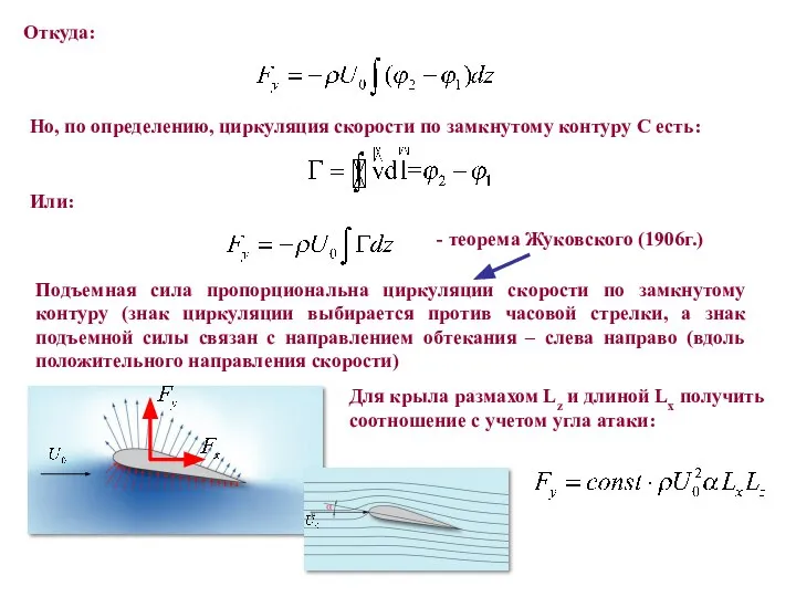 Откуда: Но, по определению, циркуляция скорости по замкнутому контуру C есть: