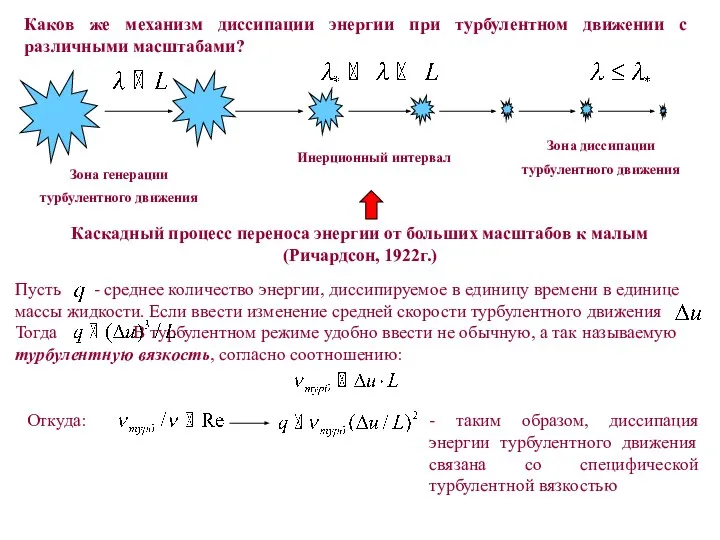 Каков же механизм диссипации энергии при турбулентном движении с различными масштабами?