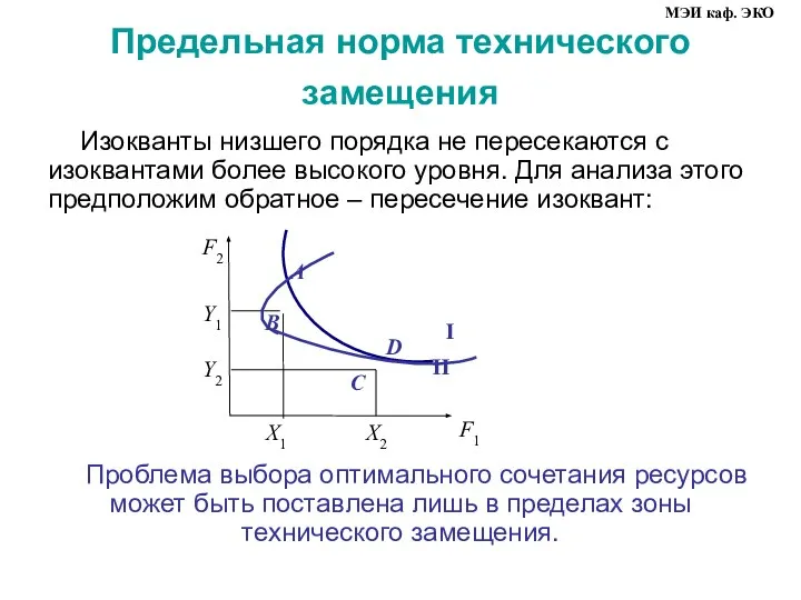 Предельная норма технического замещения Изокванты низшего порядка не пересекаются с изоквантами