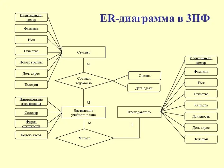 ER-диаграмма в 3НФ 1 М