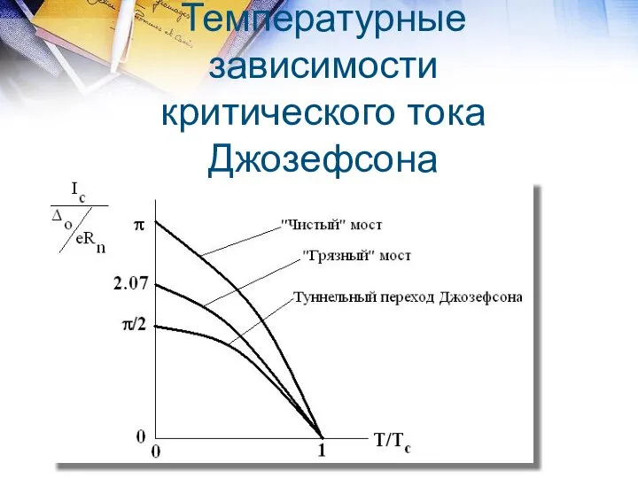 Температурные зависимости критического тока Джозефсона