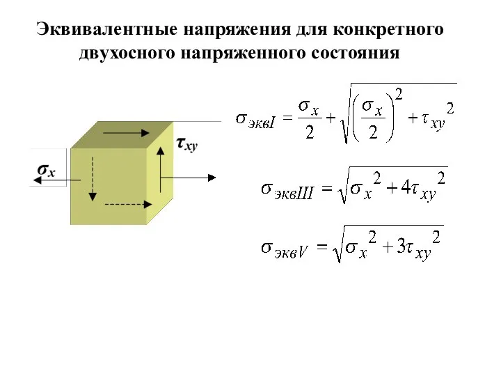 Эквивалентные напряжения для конкретного двухосного напряженного состояния