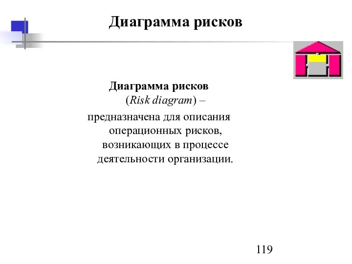 Диаграмма рисков Диаграмма рисков (Risk diagram) – предназначена для описания операционных