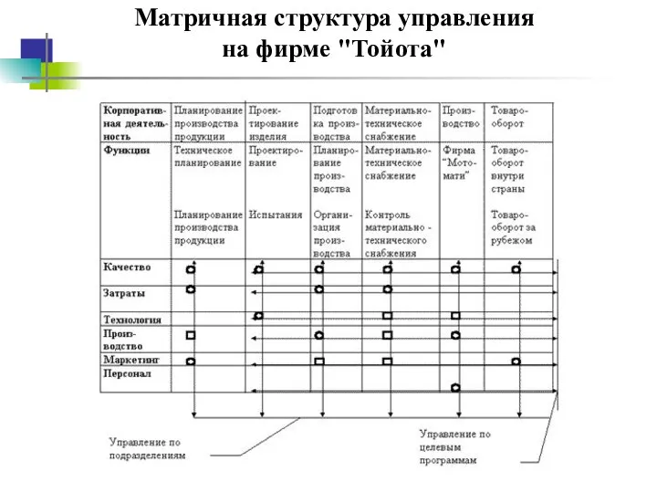 Матричная структура управления на фирме "Тойота"