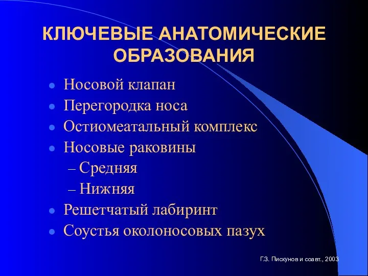 КЛЮЧЕВЫЕ АНАТОМИЧЕСКИЕ ОБРАЗОВАНИЯ Носовой клапан Перегородка носа Остиомеатальный комплекс Носовые раковины