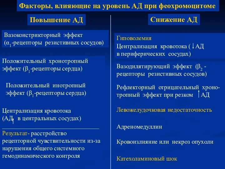 Положительный инотропный эффект (β1-рецепторы сердца) Централизация кровотока (АД в центральных сосудах)