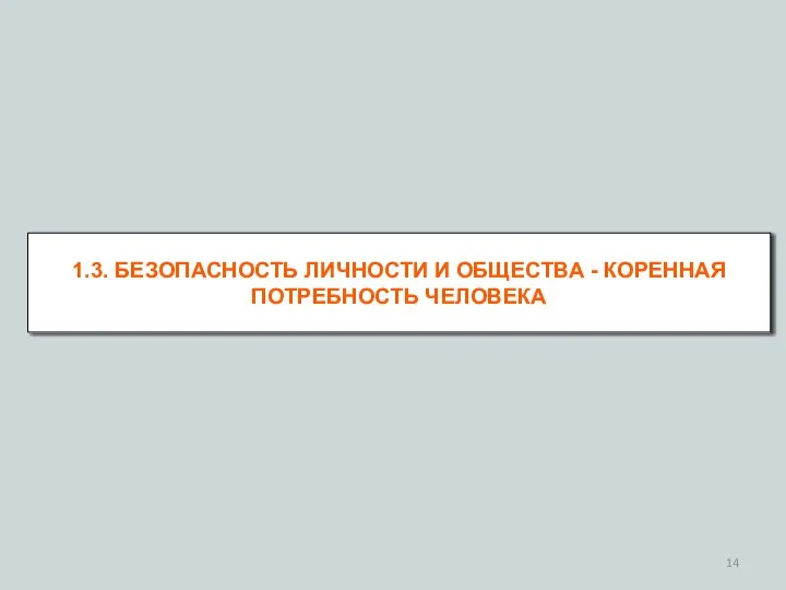 1.3. БЕЗОПАСНОСТЬ ЛИЧНОСТИ И ОБЩЕСТВА - КОРЕННАЯ ПОТРЕБНОСТЬ ЧЕЛОВЕКА