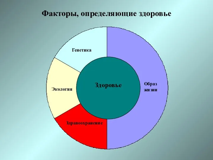 Генетика Экология Здоровье Здравоохранение Образ жизни Факторы, определяющие здоровье