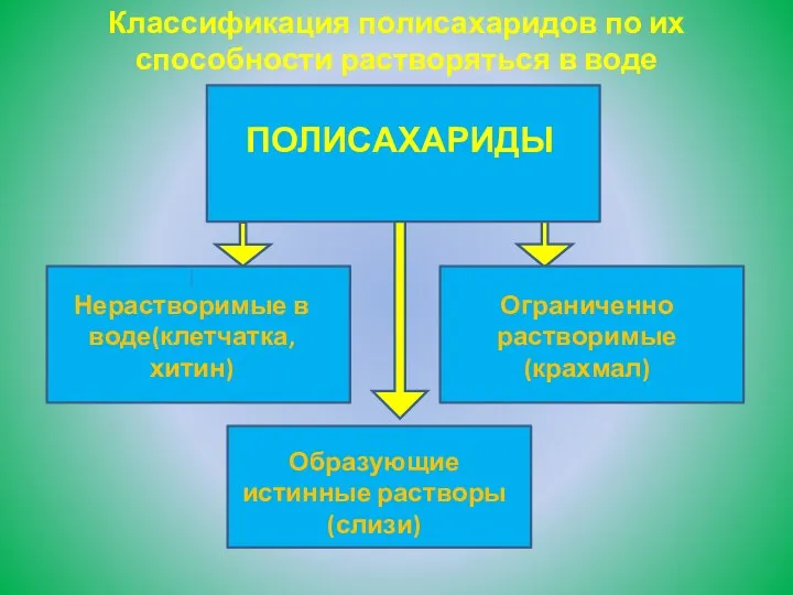 Классификация полисахаридов по их способности растворяться в воде